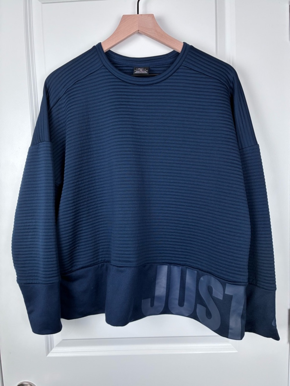 Nike Dri-FIT Ribbed Navy Teal Crew Sweatshirt Women’s Large